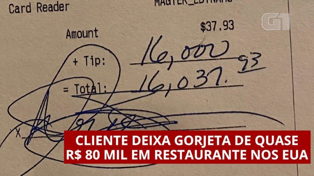 A customer leaves a tip of about 80,000 Brazilian riyals in an American restaurant |  Scientist